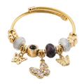 Laryne Golden Enchantment Bracelet Set - Butterfly & Pearl Charm Banglest Gold & Black