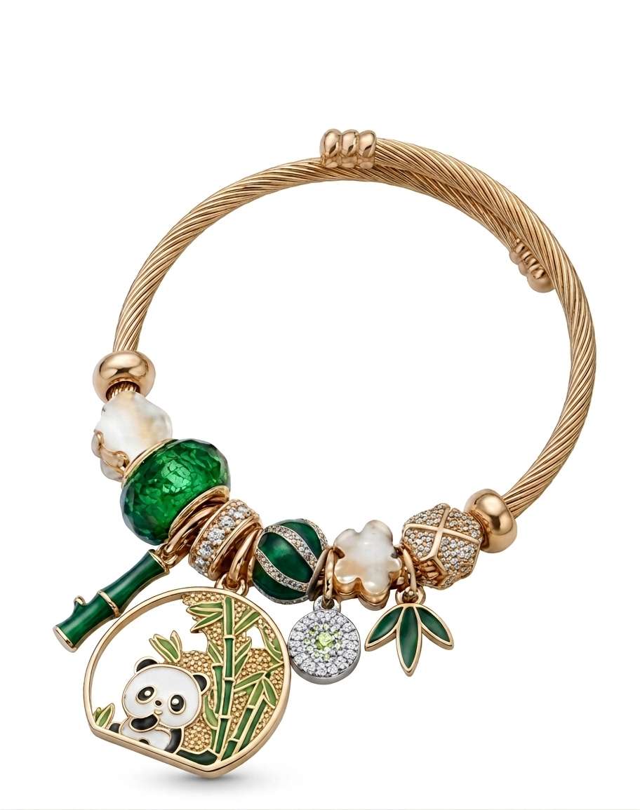 Panda & Bamboo Charm Bracelet