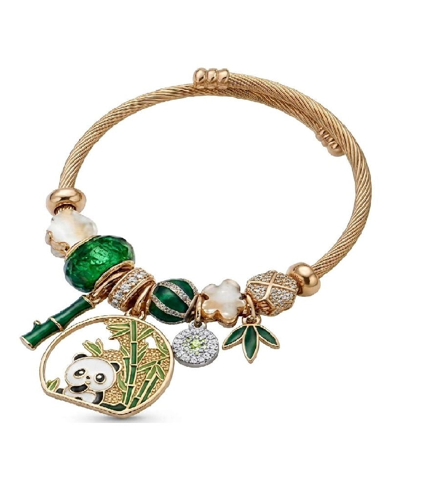 Panda & Bamboo Charm Bracelet