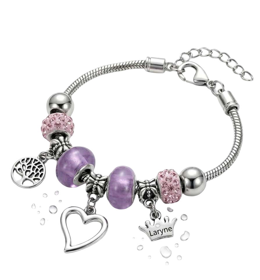 Purple Heart Charm  Bracelet