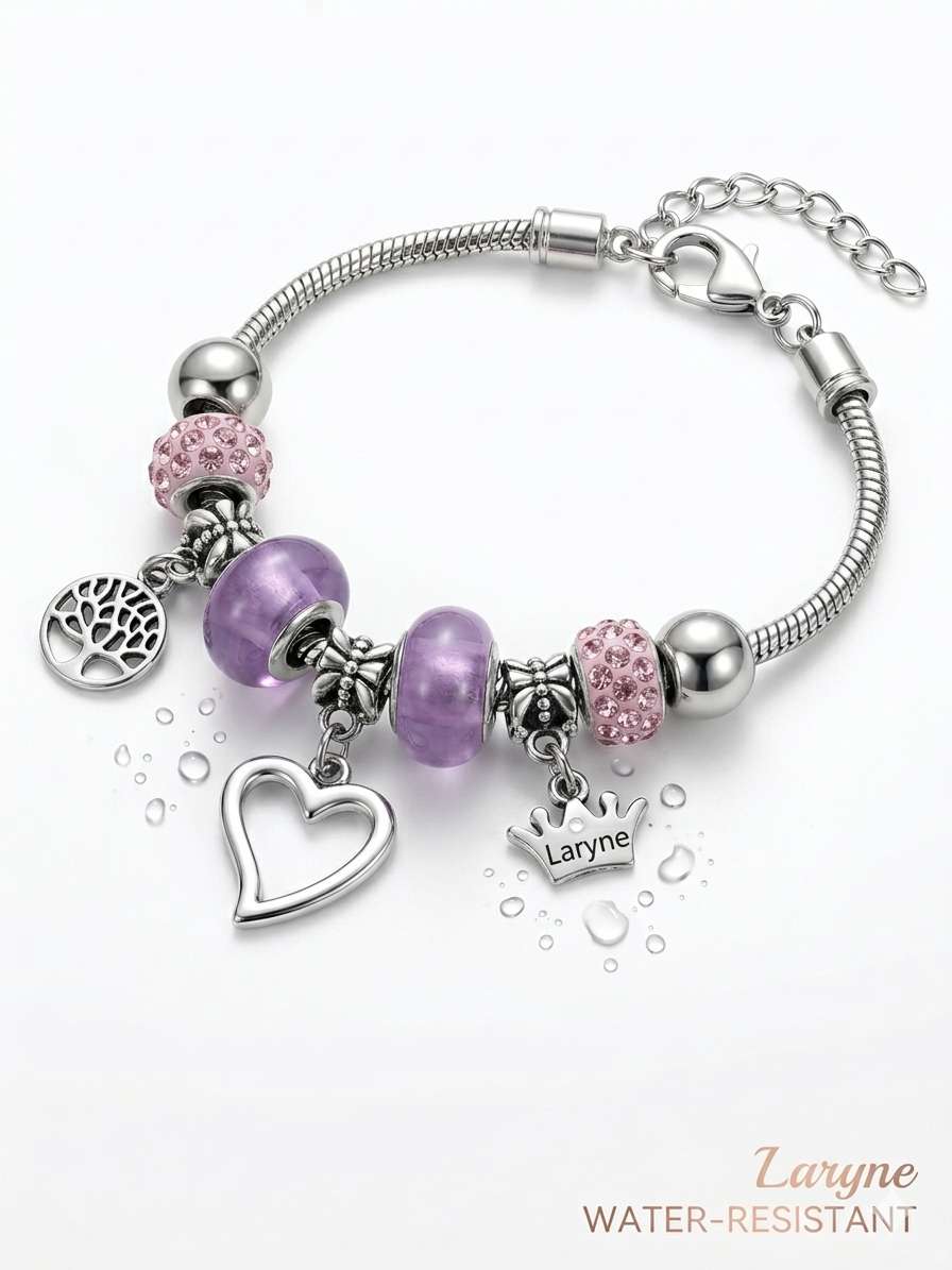 Women's Purple and Siver chain  Bracelet Laryne