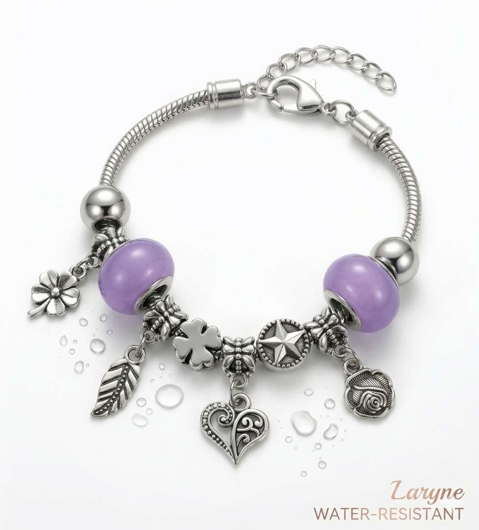 Women's Purple and Siver chain  leaf Bracelet  Special Laryne