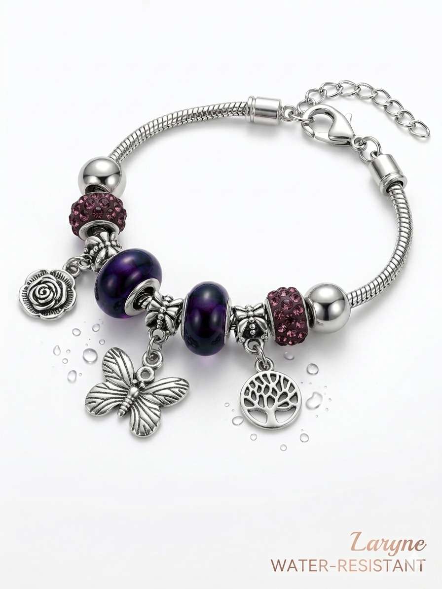 Women's Purple and Siver chain  Bracelet  Special Laryne