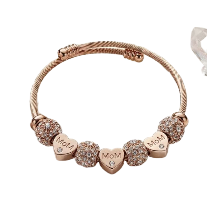 Rose Gold MOM Water-Resistant Charm Bangle